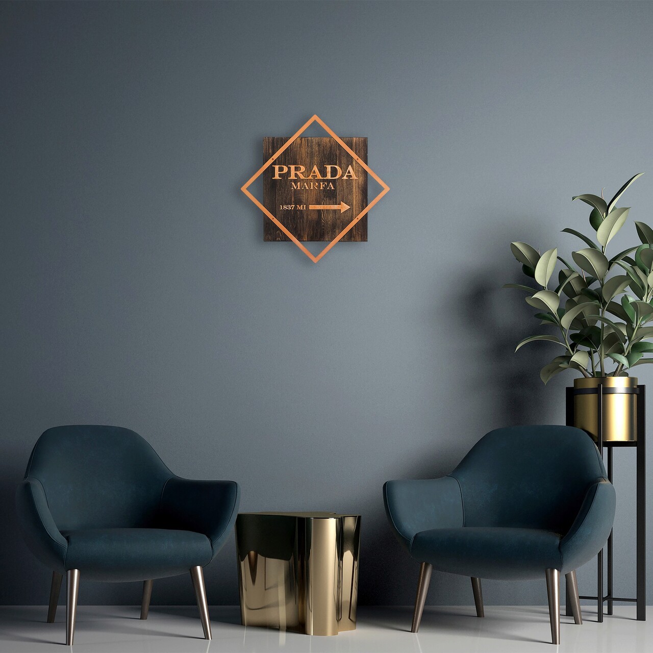 Decoratiune de perete, Fashion, Dimensiune: 54 x 54 cm, Nuc / Cupru - imagine 7